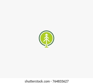 Pine Tree Logo Icon Vector Green Circle