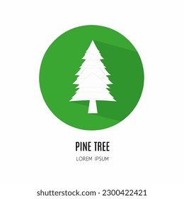 Pine tree logo. Illustration of pine tree in flat. Stock vector.