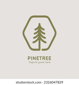 pine tree logo illutration line art