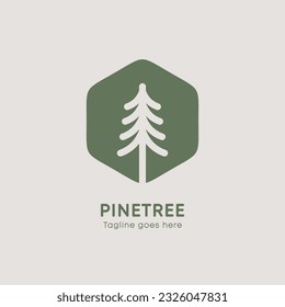 pine tree logo illutration line art