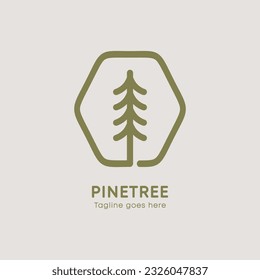 arte de la línea de iluminación del logotipo del árbol de pino