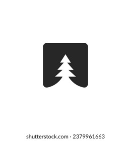 pine tree logo inside a circle with transparent background