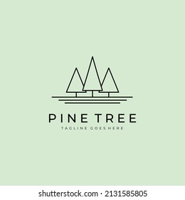 pine tree logo line art minimalist vector symbol illustration design