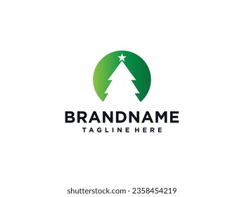 símbolo de la línea del logotipo del árbol de pino diseño de símbolo vectorial