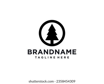 pine tree logo line art vector symbol illustration design, landscape symbol