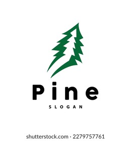 Logotipo de árbol de pino, diseño elegante y lujoso, abstracto de vectores de árbol de fibrosa, marca de producto de pinzas con icono forestal