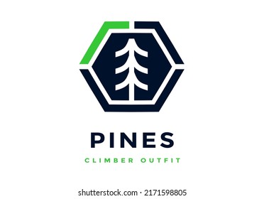 Pine tree logo, perfect for adventure shops.