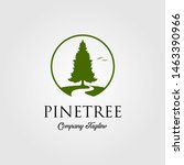 pine tree logo with river or creek