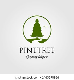 Pine Tree Logo With River Or Creek