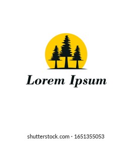 pine tree logo with shades of the sunset