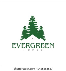 pine tree logo simple green home vector evergreen for architecture or wood industry graphic design template idea