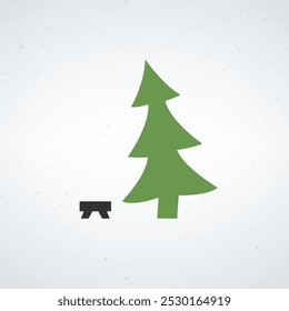 pine tree logo simple green camp stool vector illustration