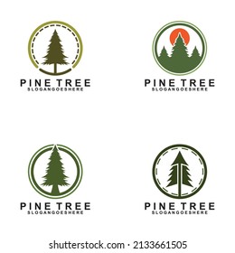 Vector de diseño de plantillas de logotipo de árbol de pino, Emblem, Concepto de diseño, símbolo creativo, icono