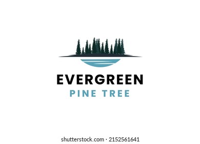 Pine tree logo template for evergreen company vector illustration.
