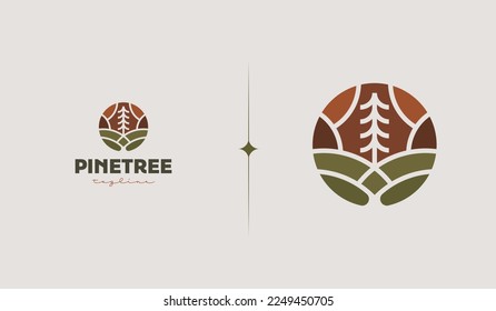 Plantilla De Logotipo De Árbol Pino. Símbolo universal creativo premium. Ilustración del vector