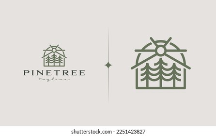 Pine Tree Logo Template. Universal creative premium symbol. Vector illustration. Creative Minimal design template. Symbol for Corporate Business Identity