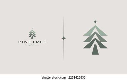 Pine Tree Logo Template. Universal creative premium symbol. Vector illustration. Creative Minimal design template. Symbol for Corporate Business Identity