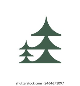 Plantilla con logotipo de pino. Símbolo universal creativo premium. Ilustración vectorial. Creativo Plantilla de diseño minimalista. logotipo simple de la línea del árbol de pino