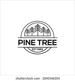 Pine tree logo template vintage