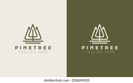 Logotipo de árbol de pino. Signo vectorial de símbolo premium creativo universal. Ilustración del vector de plantilla de logotipo