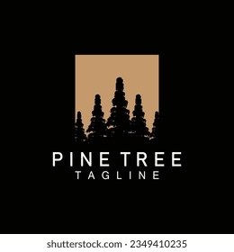 Pine Tree Logo, Vector Design Illustration Template Evergreen Tree Vintage Silhouette Forest