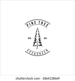 Pine Tree Logo Vector Illustration Design Vintage Line Art Linear
