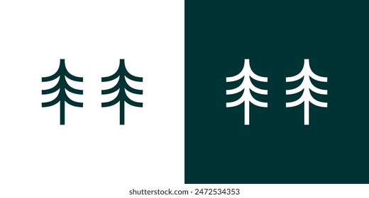 Pine tree logo vector line forest icon symbol simple minimalist
