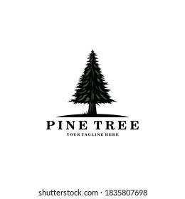 Diseño de ilustraciones vintage del logotipo de Pine Tree