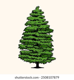 Logotipo del árbol de pino. en estilo vintage siluetas de cedro de abeto de pino Vector