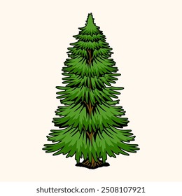 Pine tree logo. in vintage style pine tree spruce cedar silhouettes vector