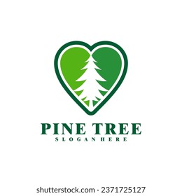 Pine Tree with Love logo design vector. Creative Pine Tree logo concepts template