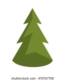 pine tree merry chistmas celebration icon. Flat and Isolated illustration. Vector illustration