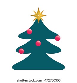 pine tree merry christmas decoration celebration icon. Flat and isolated design. Vector illustration