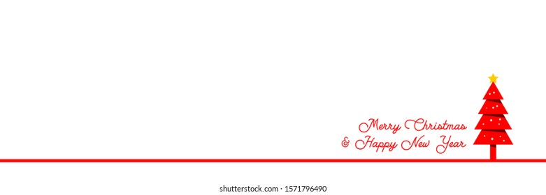 Pine Tree Merry Christmas Holiday Web Banner Modern Corporate Background Simple Line Style Template