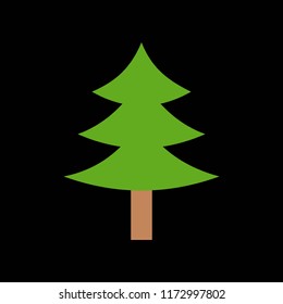Kiefernbaum, Frohe Weihnachtssymbol-Set 1, flaches Design-Pixel perfekt