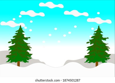 Un pino en medio de la nieve con un cielo fresco con un poco de nieve.