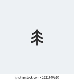 Pine tree minimalist icon - black color