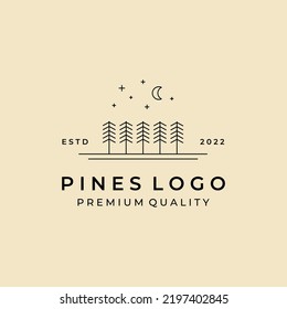 pine tree minimalist logo line art vector symbol illustration design