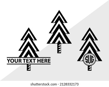 Pine Tree Monogram Printable Vector Illustration