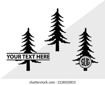 Pine Tree Monogram Printable Vector Illustration