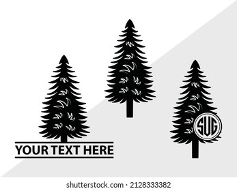 Pine Tree Monogram Printable Vector Illustration