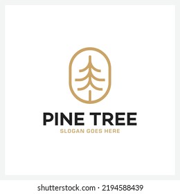 Plantilla de diseño de logotipo de árbol de pino