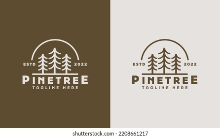 Pine Tree Monoline Logo Template. Universal creative premium symbol. Vector sign icon logo template. Vector illustration