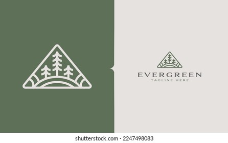 Pine Tree Monoline Logo Template. Universal creative premium symbol. Vector illustration