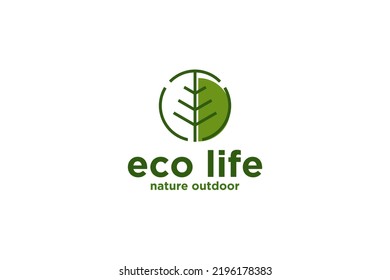 Pine tree nature logo design environment go green icon symbol
