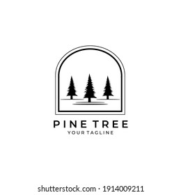 pine tree nature logo vector vintage symbol illustration design