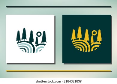 Pine tree nature logo vector vintage symbol illustration design