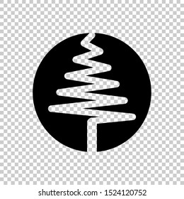 pine tree negative space in circle symbol christmas design vector