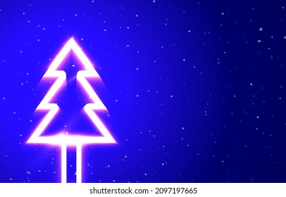 Colección privada de neón de pino. Descarga el único vector de navidad de los árboles de neón que brillan mucho. ráfaga de luz. Icono de neón lineal del elemento de diseño. Buen nombre todas las noches. Cartel con espacio en blanco.