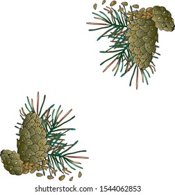 
pine tree with nuts in corner set